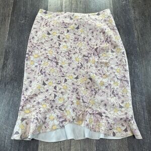 Anthropologie Skirt Vegan Seude Womens Size 14 Skye‎ Floral Ruffle Pencil